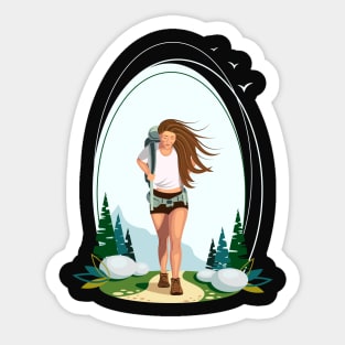 Hiking girl Sticker